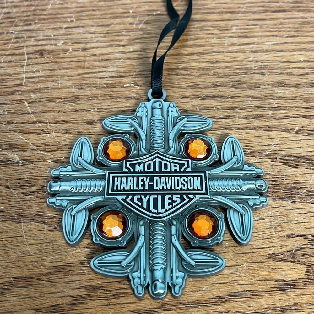 Harley-Davidson Orange Jeweled & heavy metal ornament 2020 euc